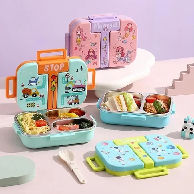 Moon Talk Bento SS304 Lunch Box (3 Compartments, 600ML)
