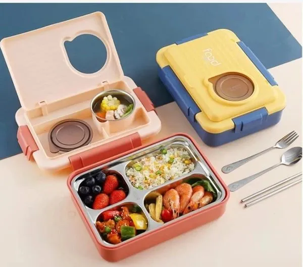 Moon Talk SS304 Large Lunch Box (3+1 Compartments, 800ML+150ML)