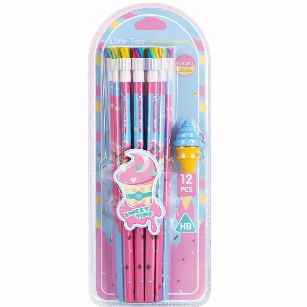Little Tree Ice Cream Series 12 Pencil & Eraser Set